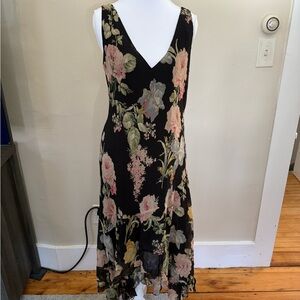 Ralph Lauren Black Floral Midi Dress